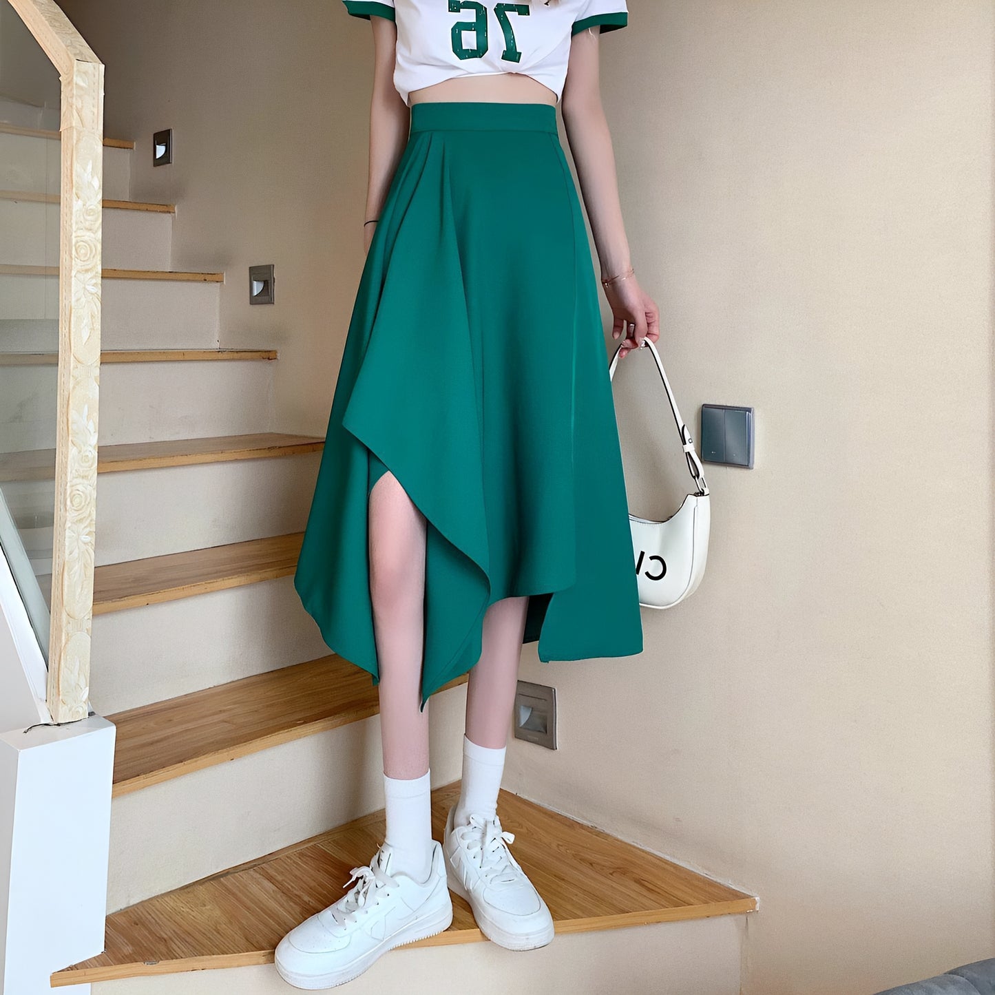 2色展開シンプルヘムスカート