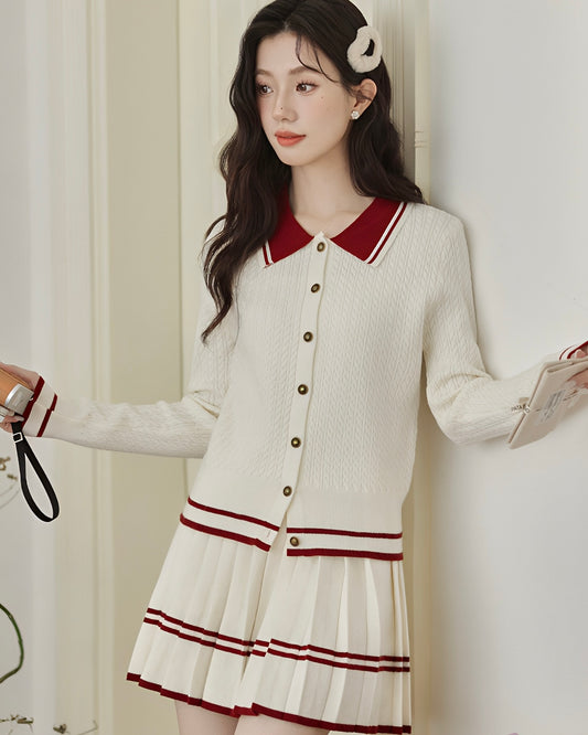 ホワイト×レッドニットセットアップ