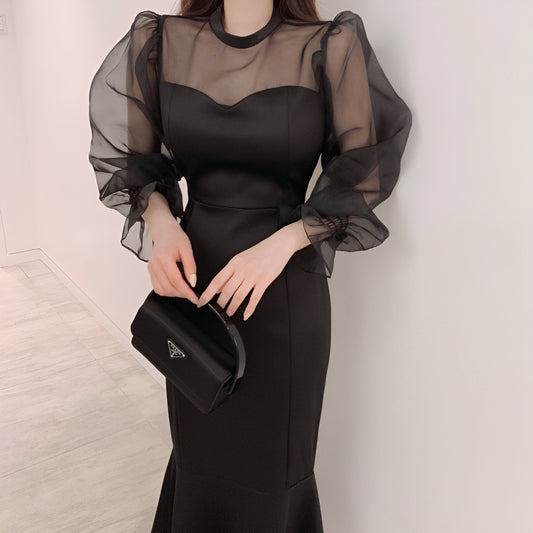 シアースリーブマーメイドワンピース