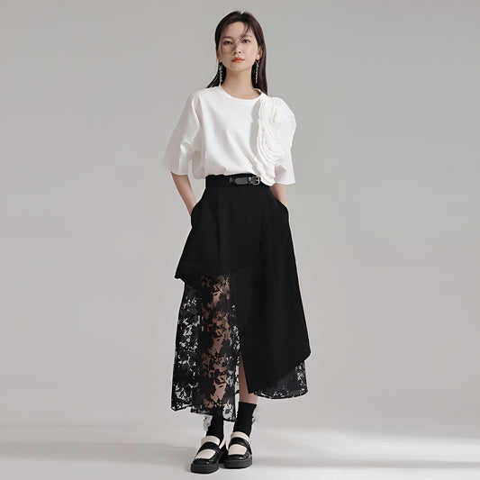 ブラックレースヘムスカート