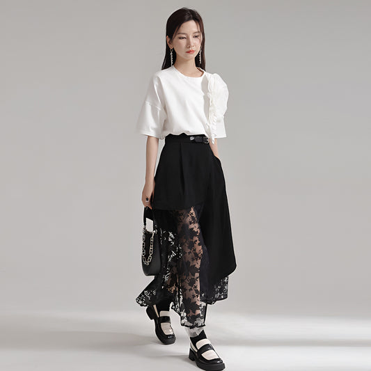 ブラックレースヘムスカート