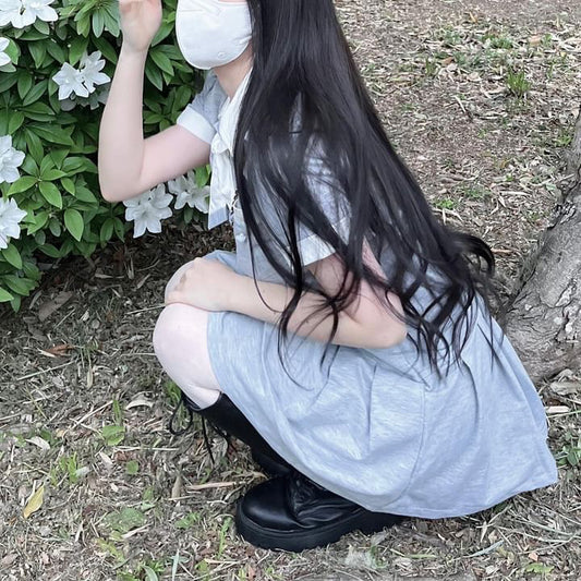 白襟グレープリーツワンピース