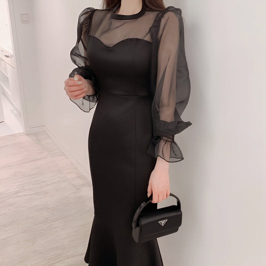 シアースリーブマーメイドワンピース