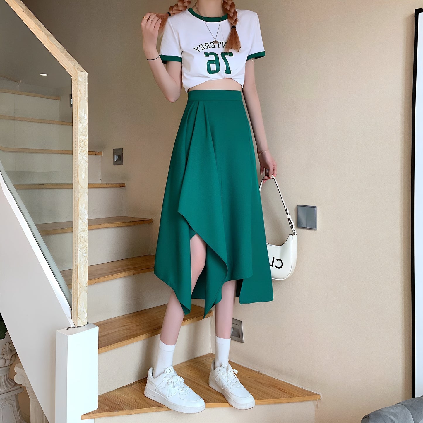 2色展開シンプルヘムスカート