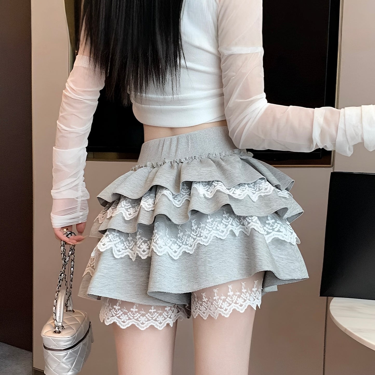 ダブルフリルレーススカート