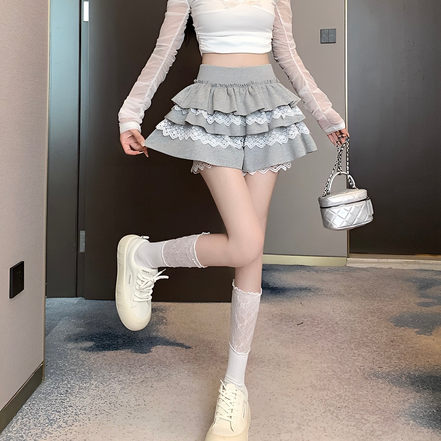 ダブルフリルレーススカート