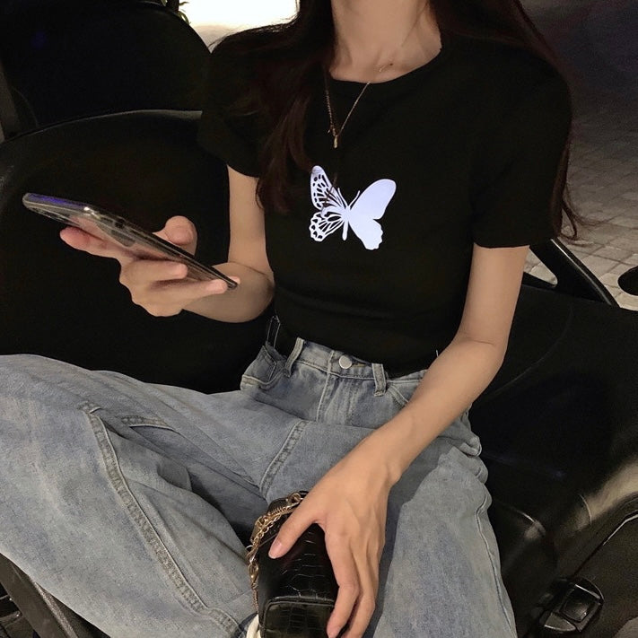 バタフライショート丈Tシャツ