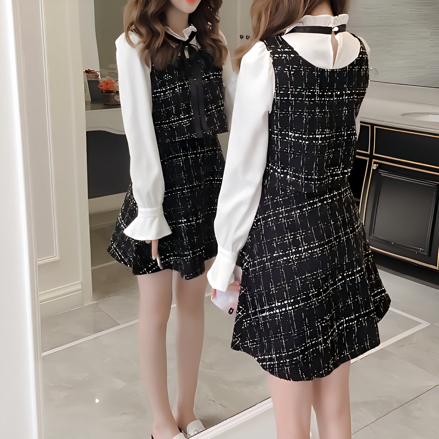 ツーピース風ツイードワンピース