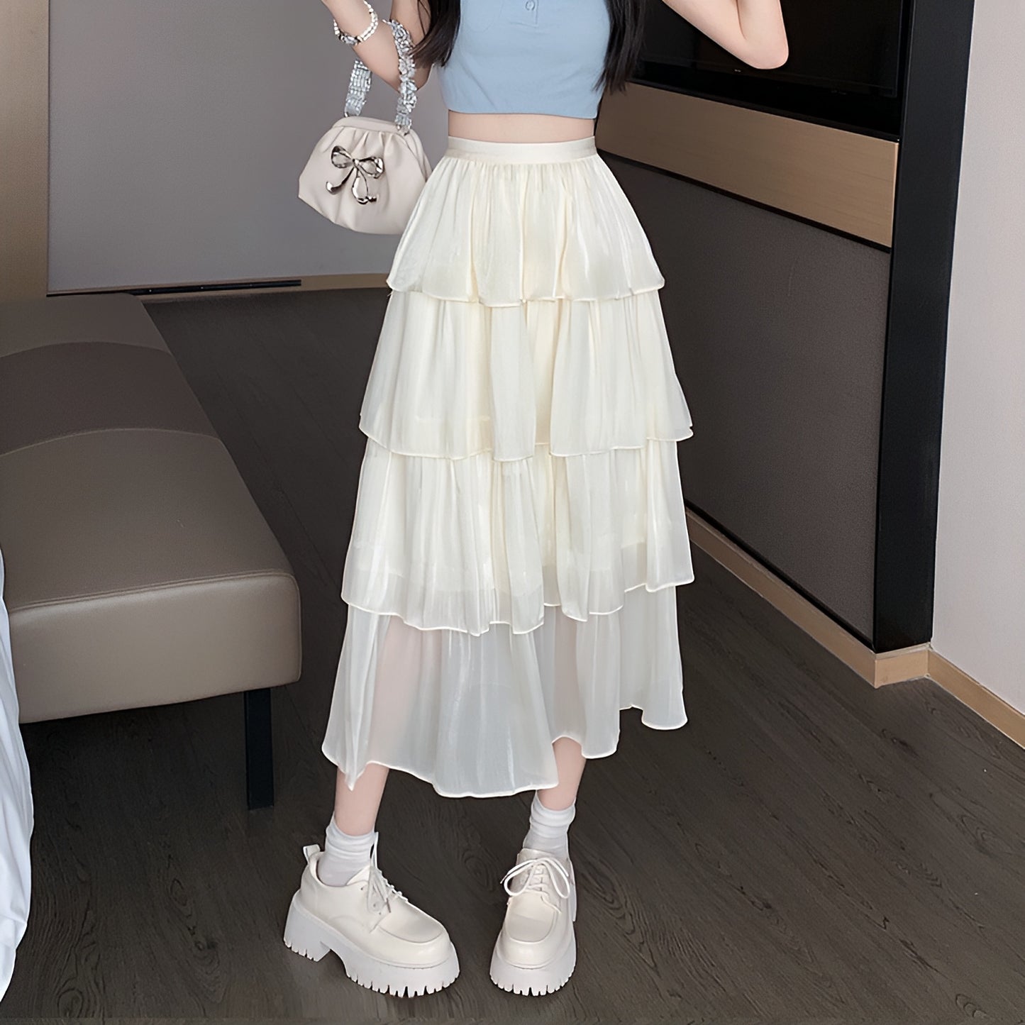 ティアードロングスカート