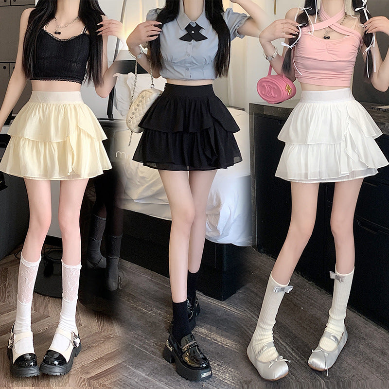 ハイウエストダブルフリルスカート