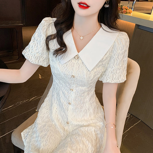 白襟vネックワンピース