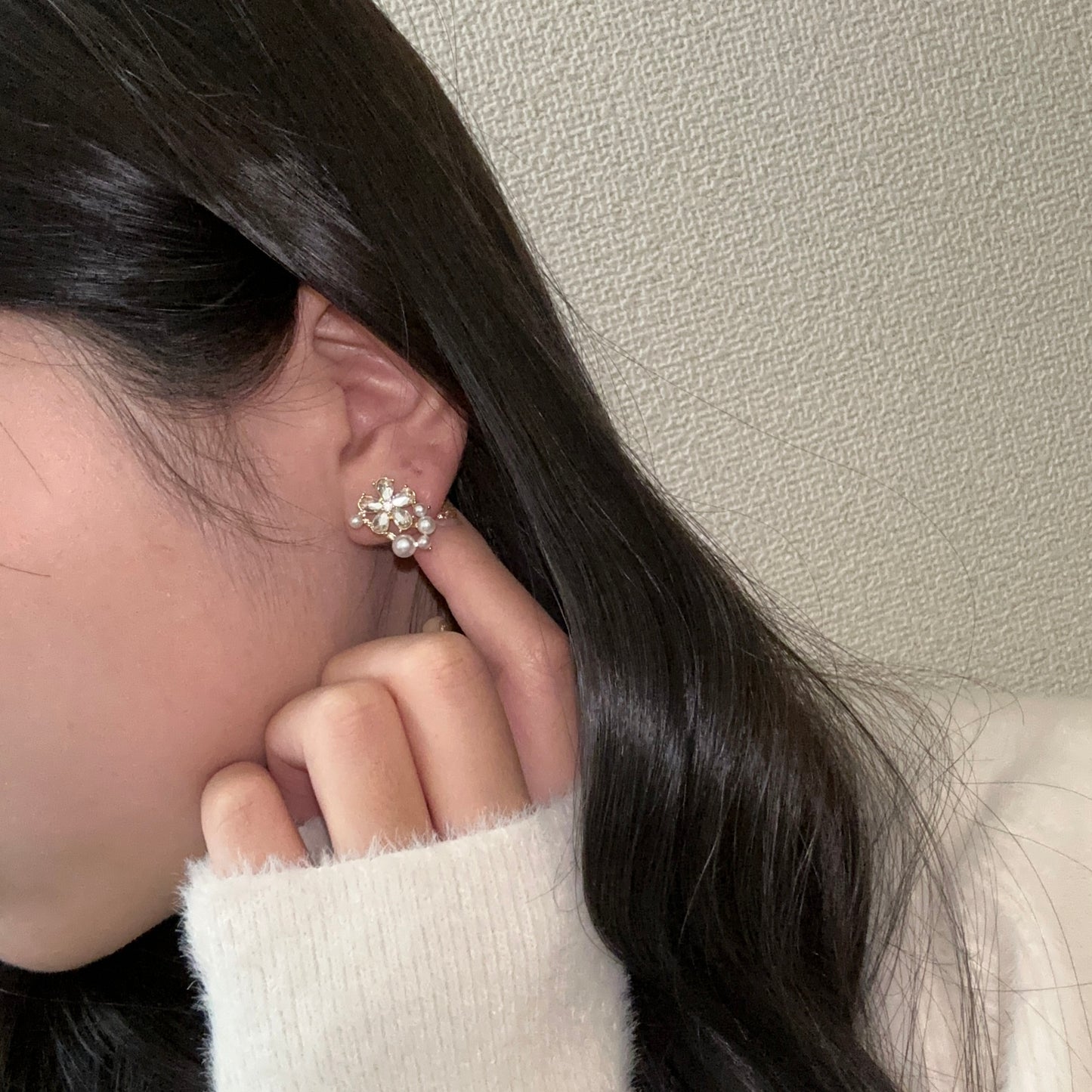 フラワーパールピアス