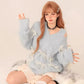 ribbon knit blue tops