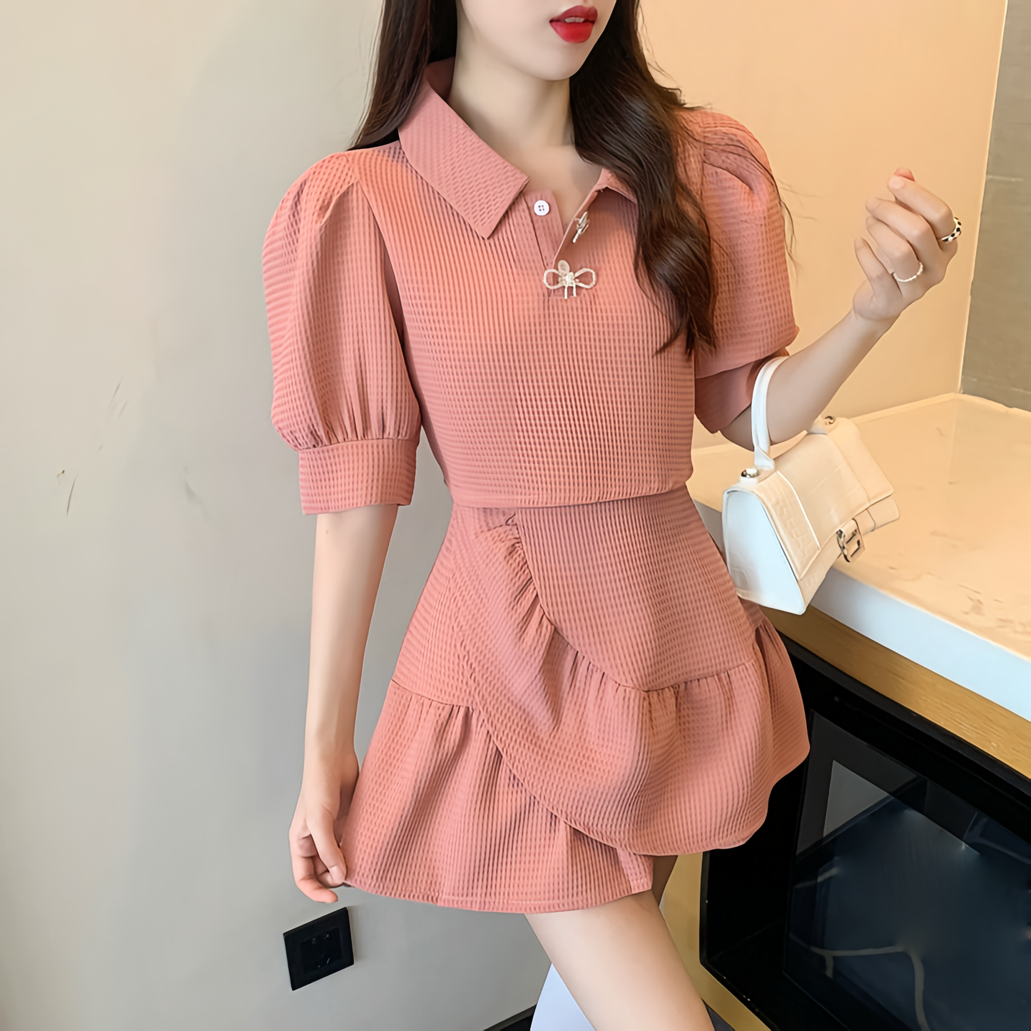 パフスリーブミニスカートセットアップ