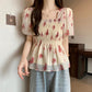 花柄シフォンチュニックトップス