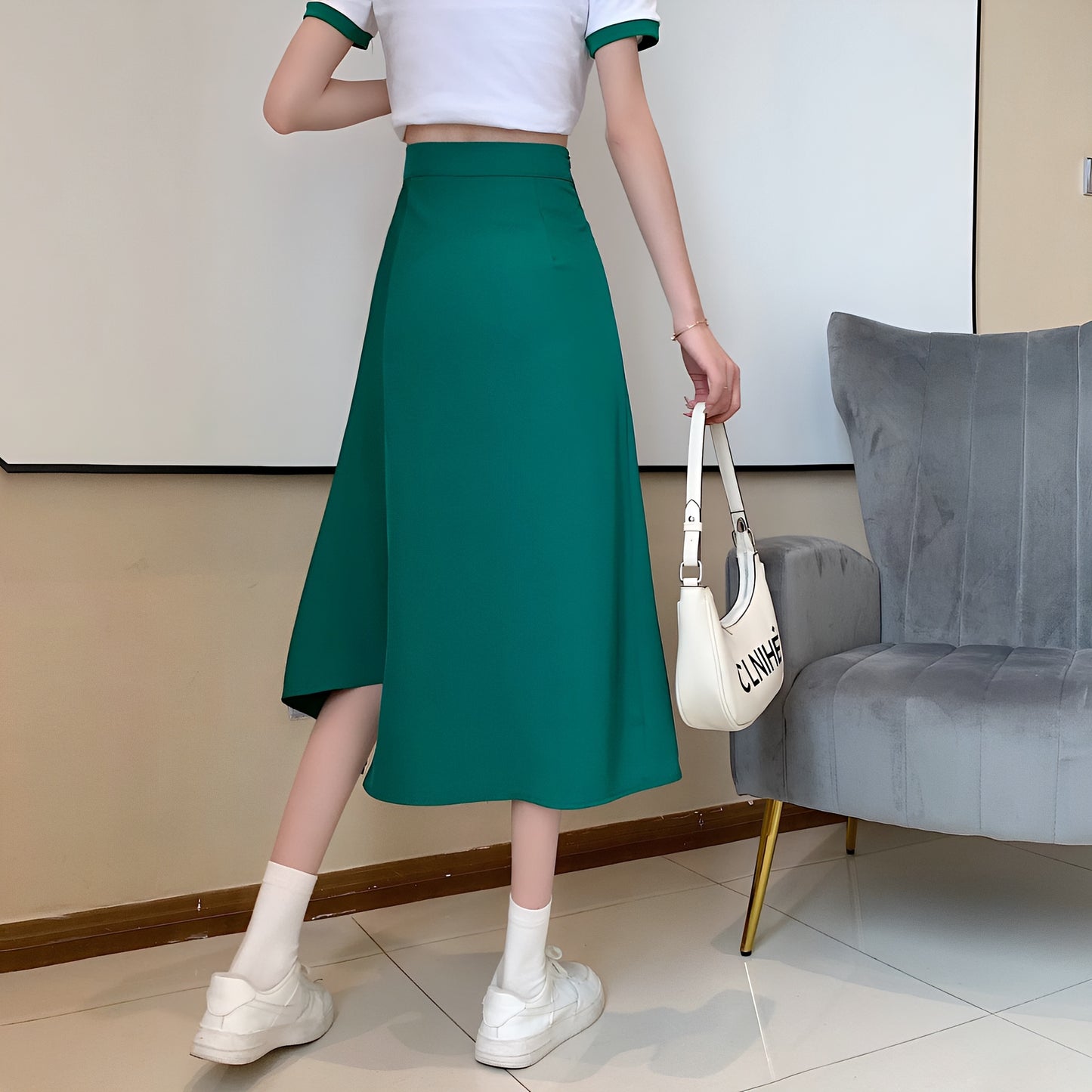 2色展開シンプルヘムスカート