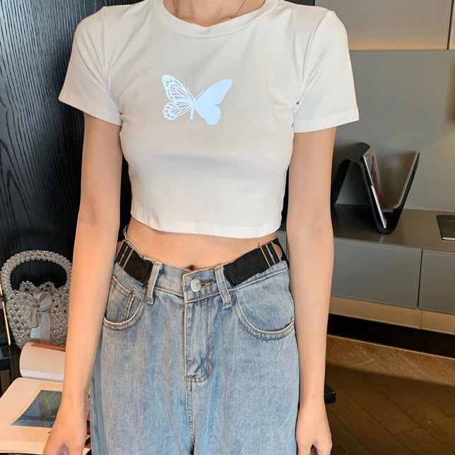 バタフライショート丈Tシャツ