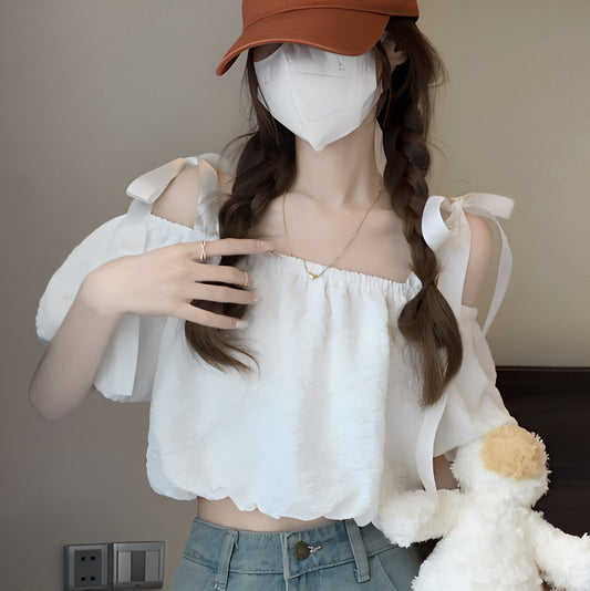 オフショルリボンTops