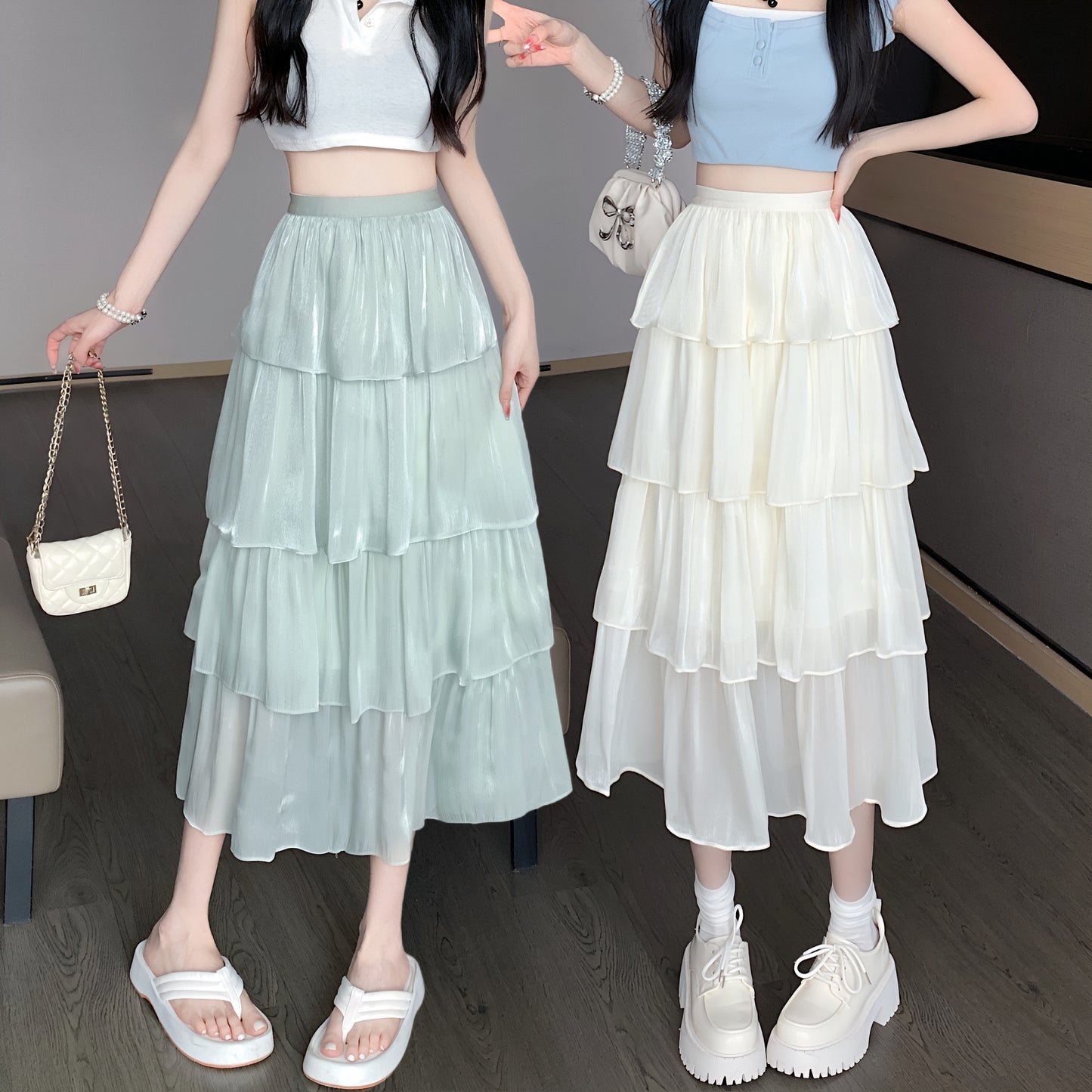 ティアードロングスカート