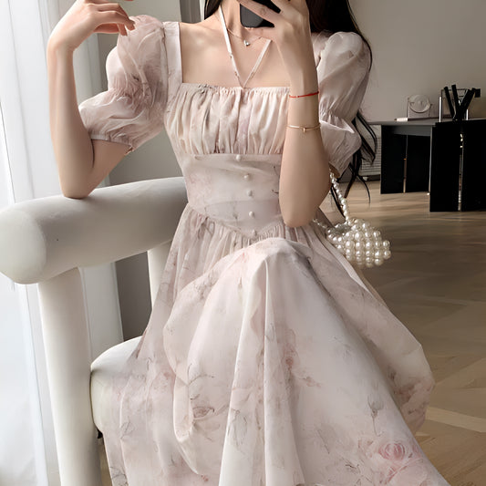 リボン2wayフラワーシフォンワンピース