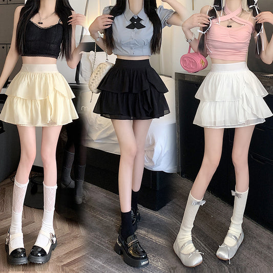 ハイウエストダブルフリルスカート