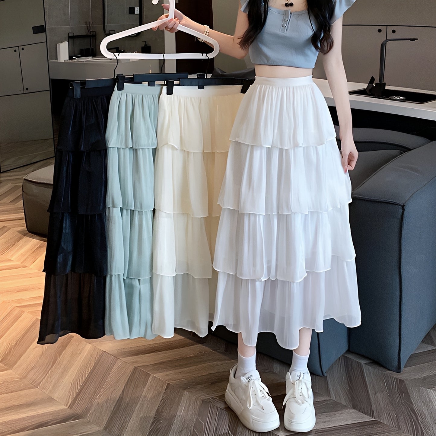 ティアードロングスカート