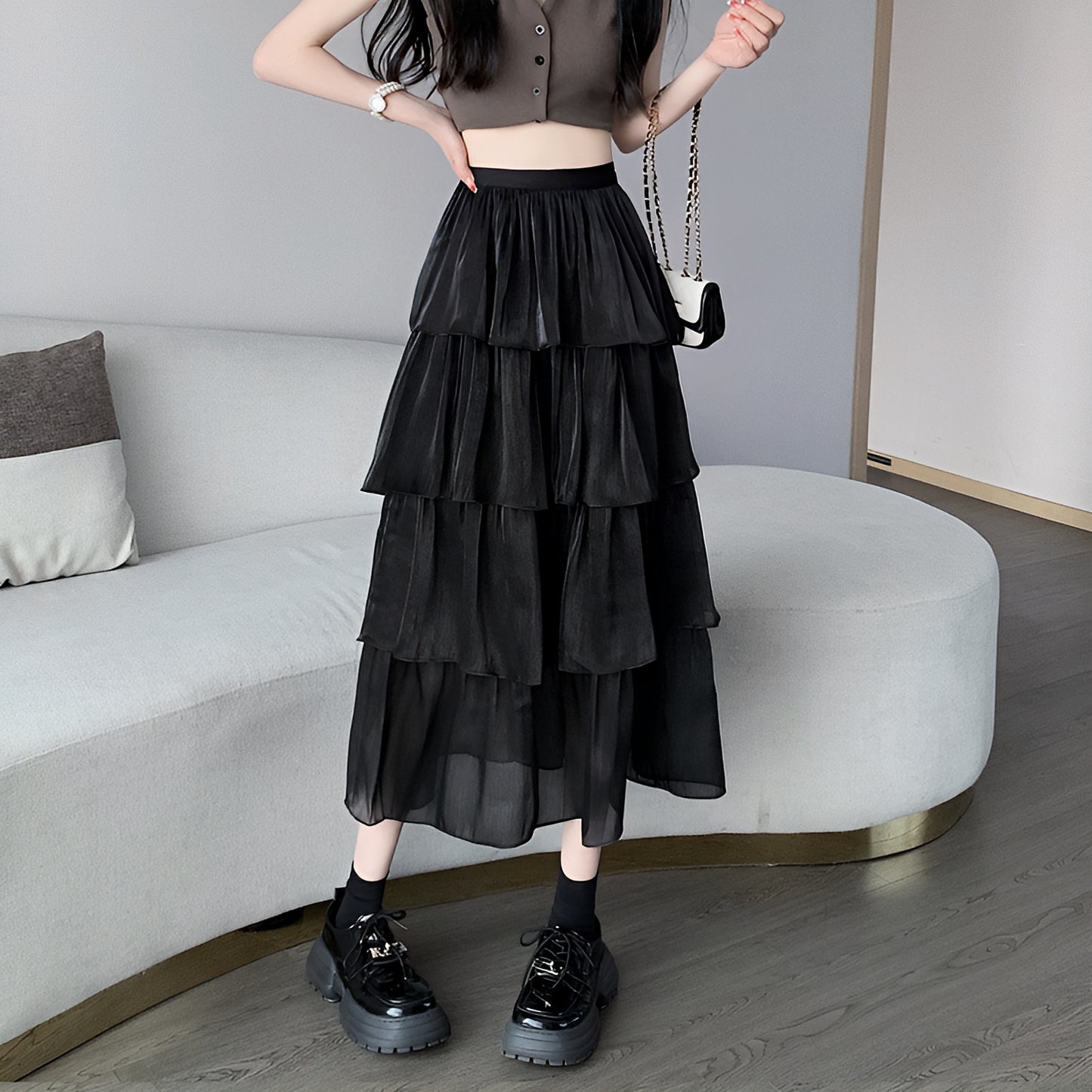 ティアードロングスカート