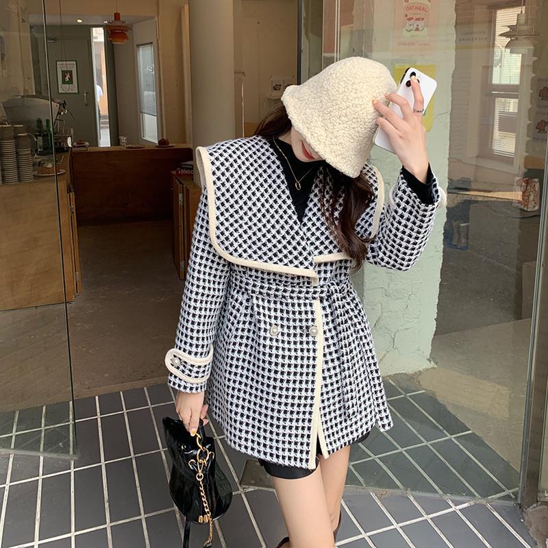 千鳥格子コート